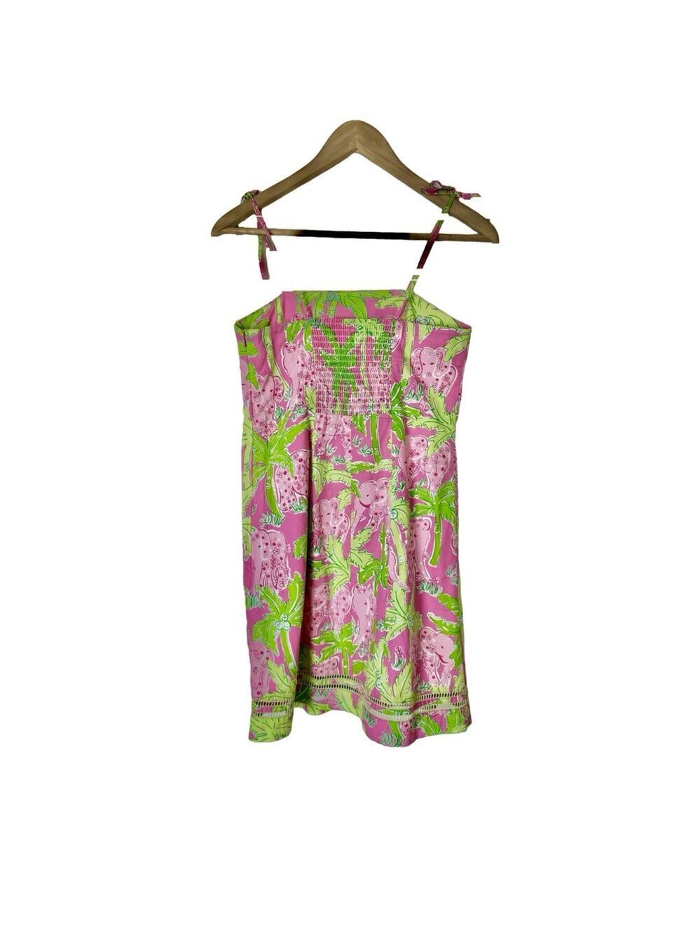 Vintage Lilly Pulitzer Taboo Elephant Palm Print Sundress Girl’s 14 Preppy Party - Picture 2 of 9